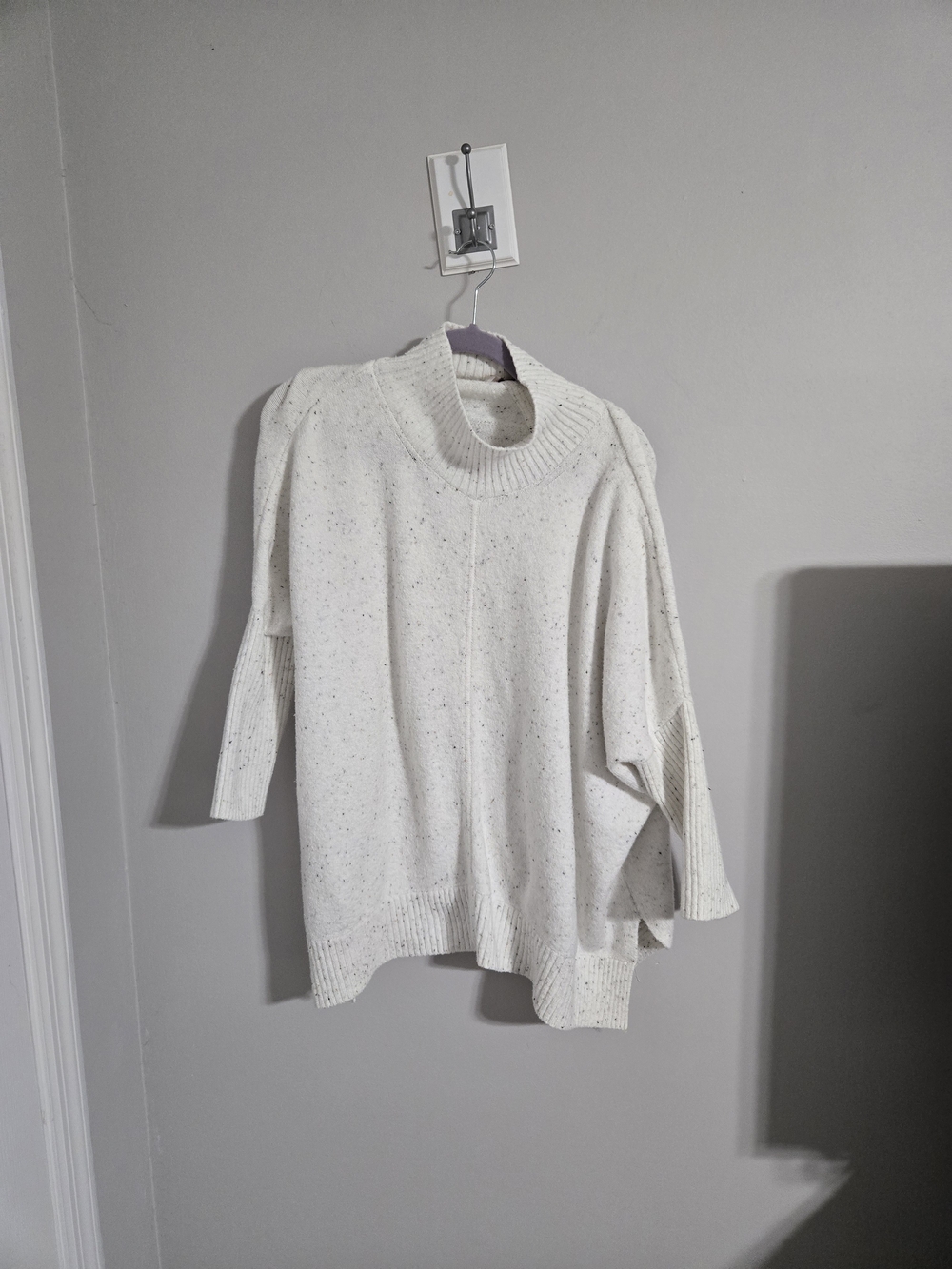 LOFT Cream Speckled Cowl Neck Sweater